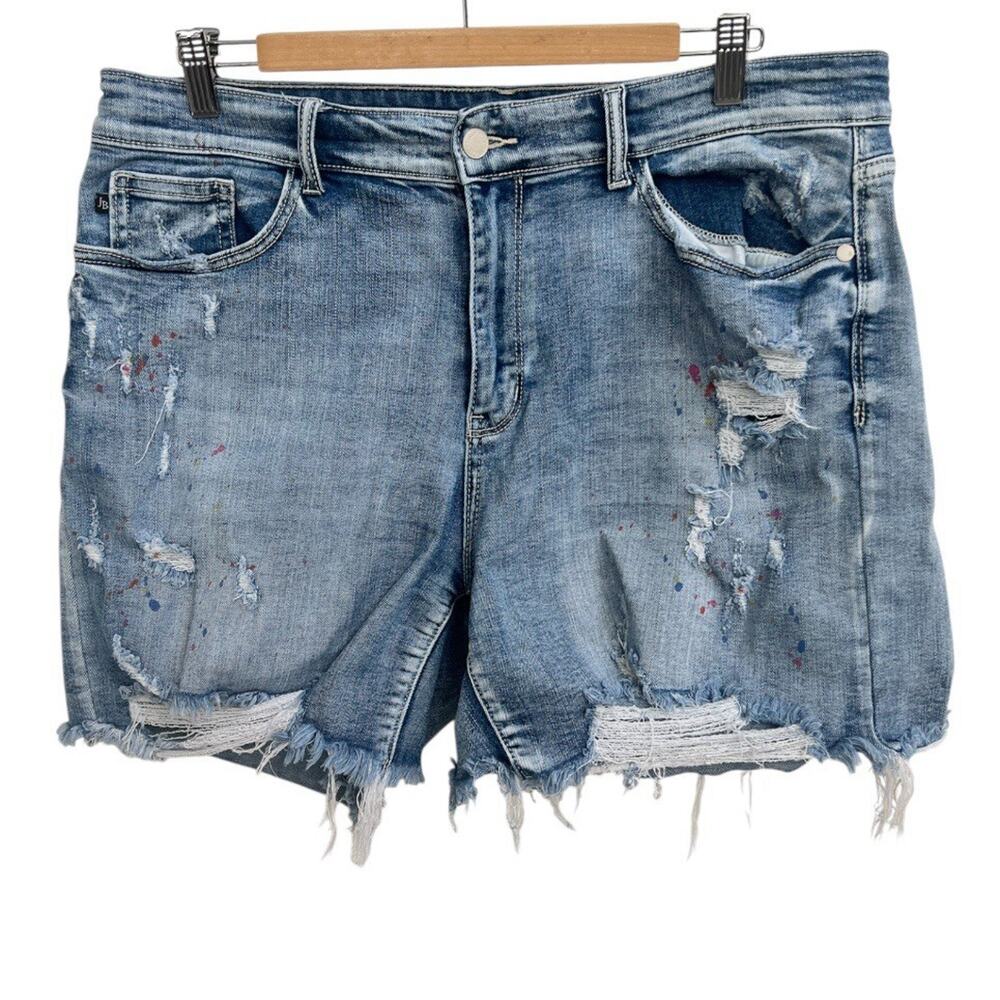 Judy Blue Light Blue Distressed Denim Jean Shorts